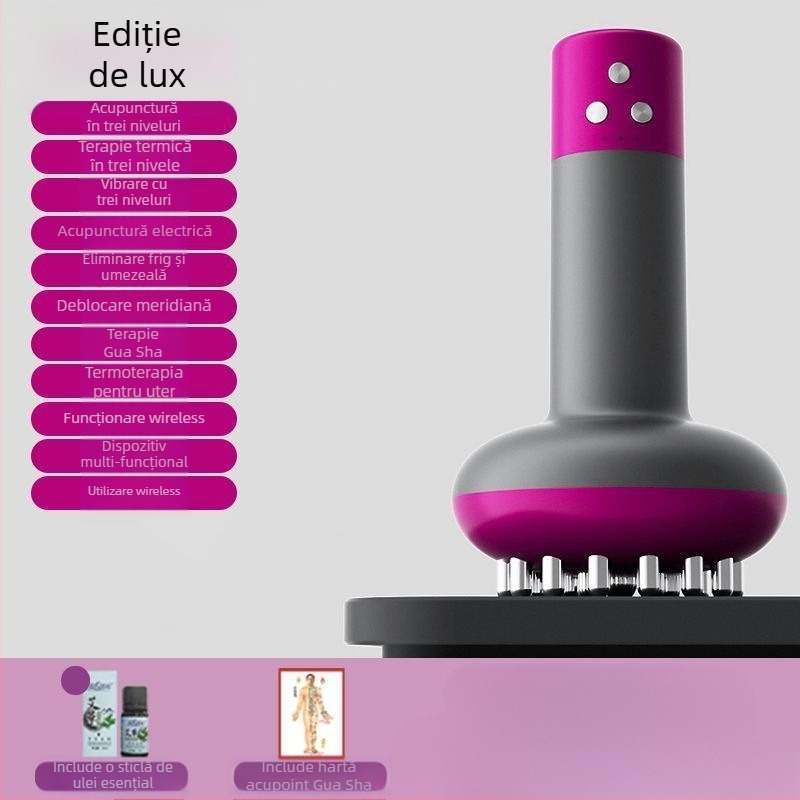 Fu Chun Dispozitiv electric de ventuzare cu 6 ventuze, vibrație, încărcare wireless, activare meridiană, masaj abdomen și întreg corpul