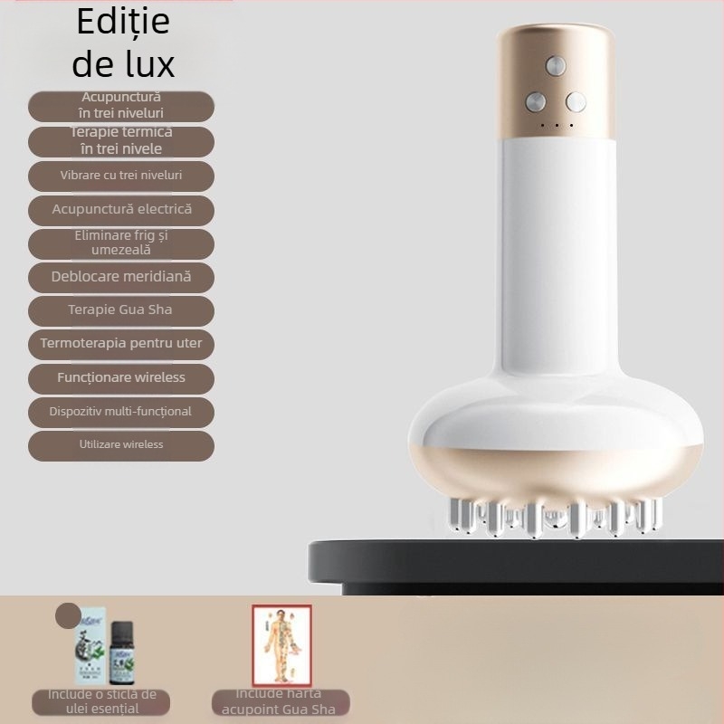 Fu Chun Dispozitiv electric de ventuzare cu 6 ventuze, vibrație, încărcare wireless, activare meridiană, masaj abdomen și întreg corpul