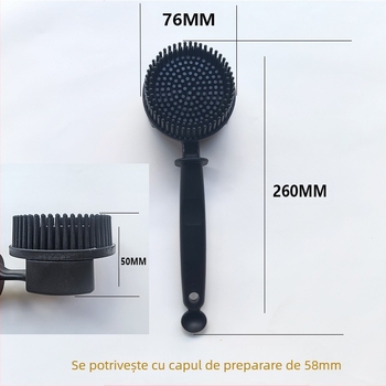 Cap de perie din silicon pentru curățarea cafetierei, perie cu mâner lung și cap arcuit, ustensile de bucătărie