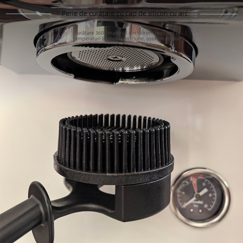 Cap de perie din silicon pentru curățarea cafetierei, perie cu mâner lung și cap arcuit, ustensile de bucătărie