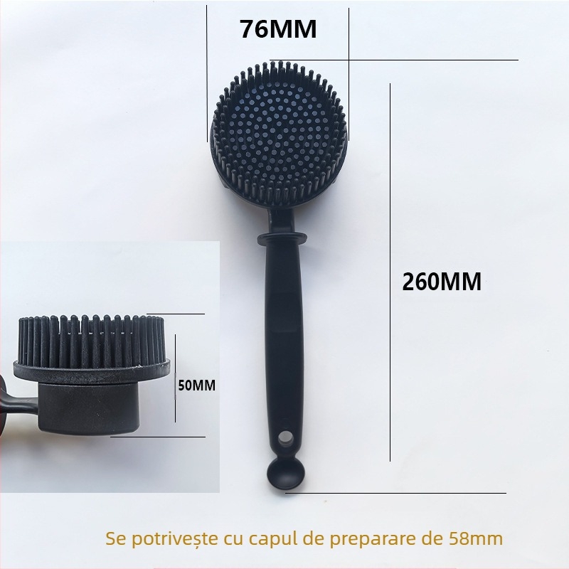 Cap de perie din silicon pentru curățarea cafetierei, perie cu mâner lung și cap arcuit, ustensile de bucătărie