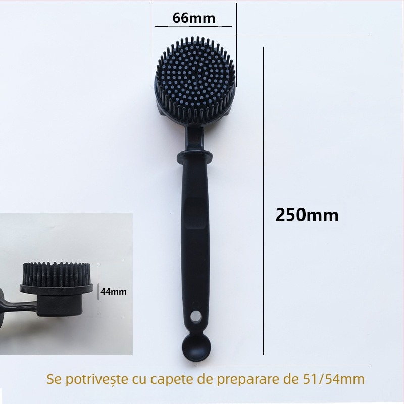 Cap de perie din silicon pentru curățarea cafetierei, perie cu mâner lung și cap arcuit, ustensile de bucătărie
