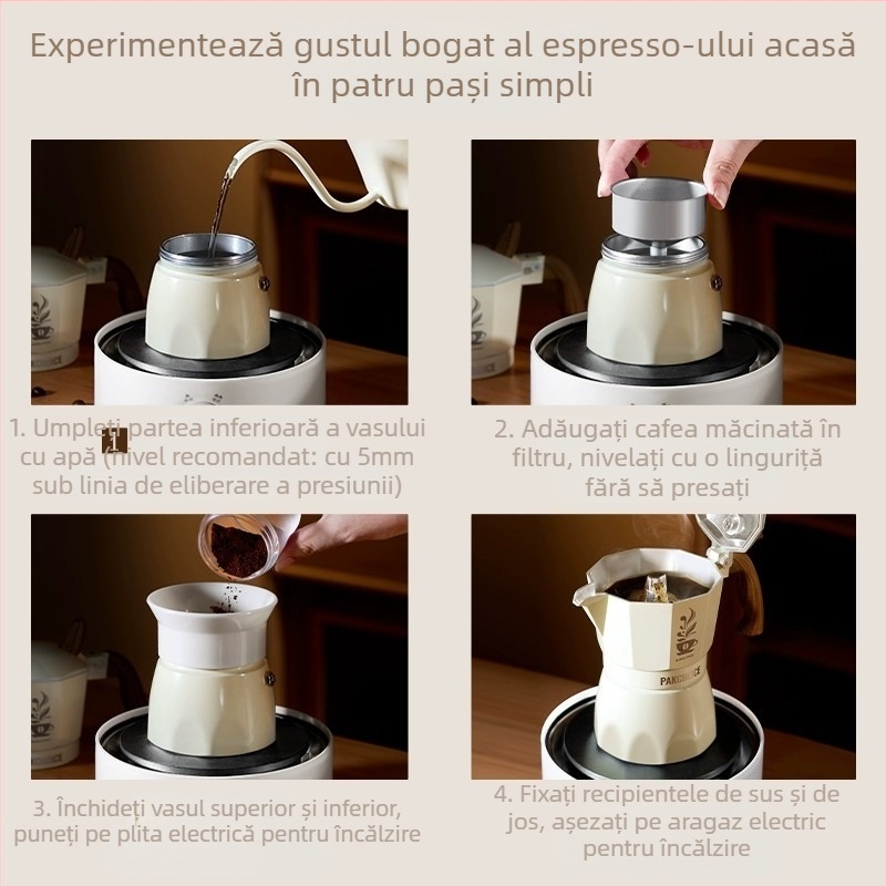 Moka pot cu supapă unică – espresor portabil pentru cafea, set pentru preparare manuală, personalizabil cu logo imprimat