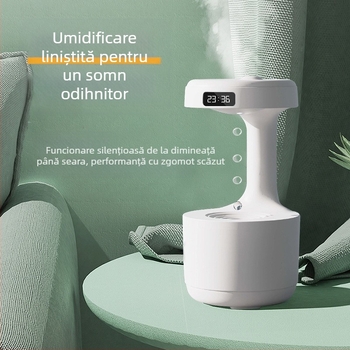 Umidificator ultrasonic pentru uz casnic, potrivit pentru camere de 31–40 m², rezervor 0,5–1 L, alimentare USB, zgomot sub 36 dB, 1 ieșire ceață