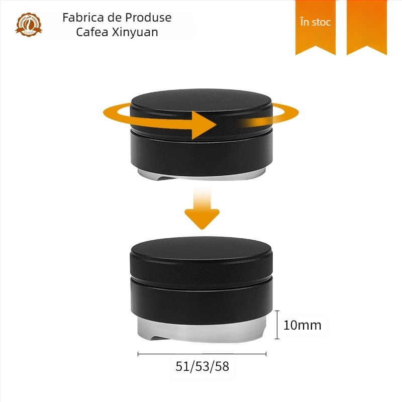 Dispenser pentru praf de cafea din oțel inoxidabil, înălțime reglabilă, bază antiderapantă, bază plată, logo gravat cu laser (greutate: 182 g / 195 g / 218 g)