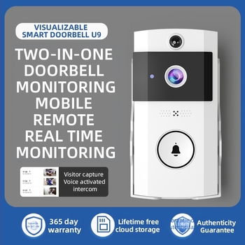 Sonerie video fără fir cu acoperiș solar pentru ploaie, standby lung, interfon cu schimbare de voce și cameră de supraveghere (alimentare 5V/1A, baterie 3.7V, 38 sonerii, 0.5W consum)