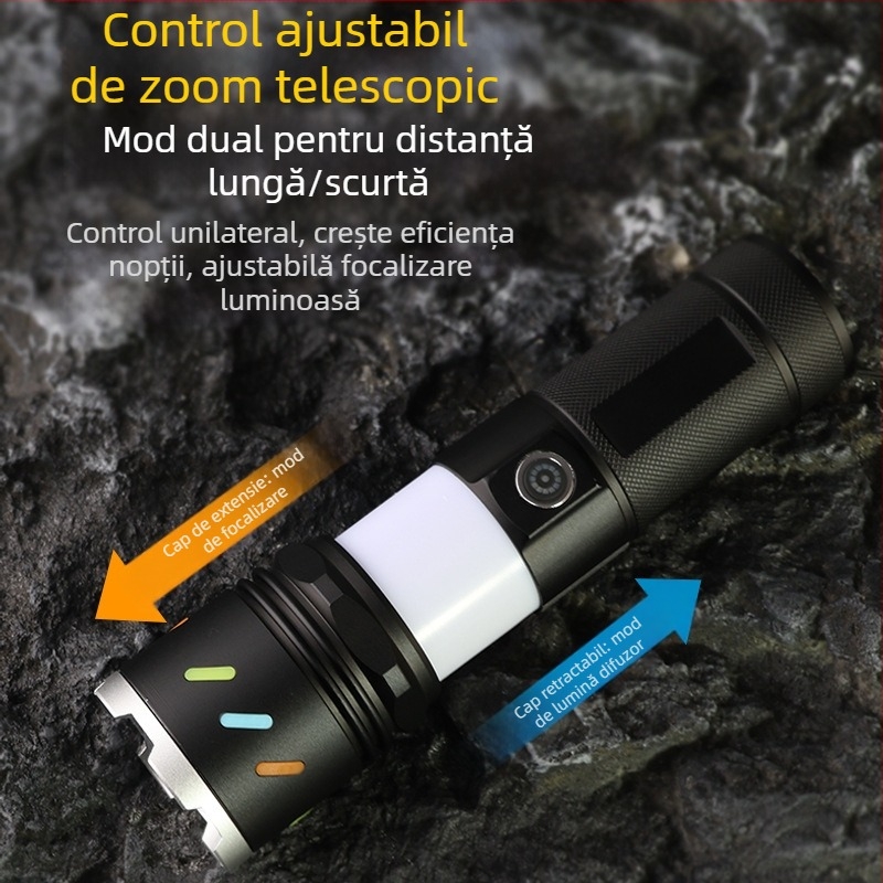 Lumină de camping Xintu din aliaj de aluminiu, 4500mAh, 30W LED, zoom telescopic, rotație 360°, încărcare manuală