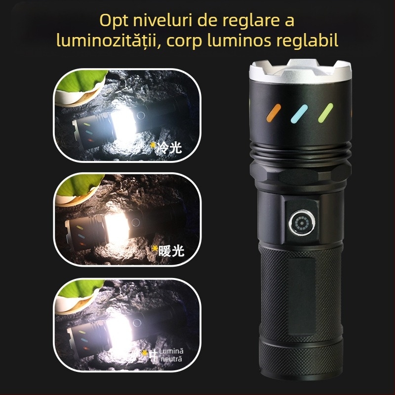 Lumină de camping Xintu din aliaj de aluminiu, 4500mAh, 30W LED, zoom telescopic, rotație 360°, încărcare manuală