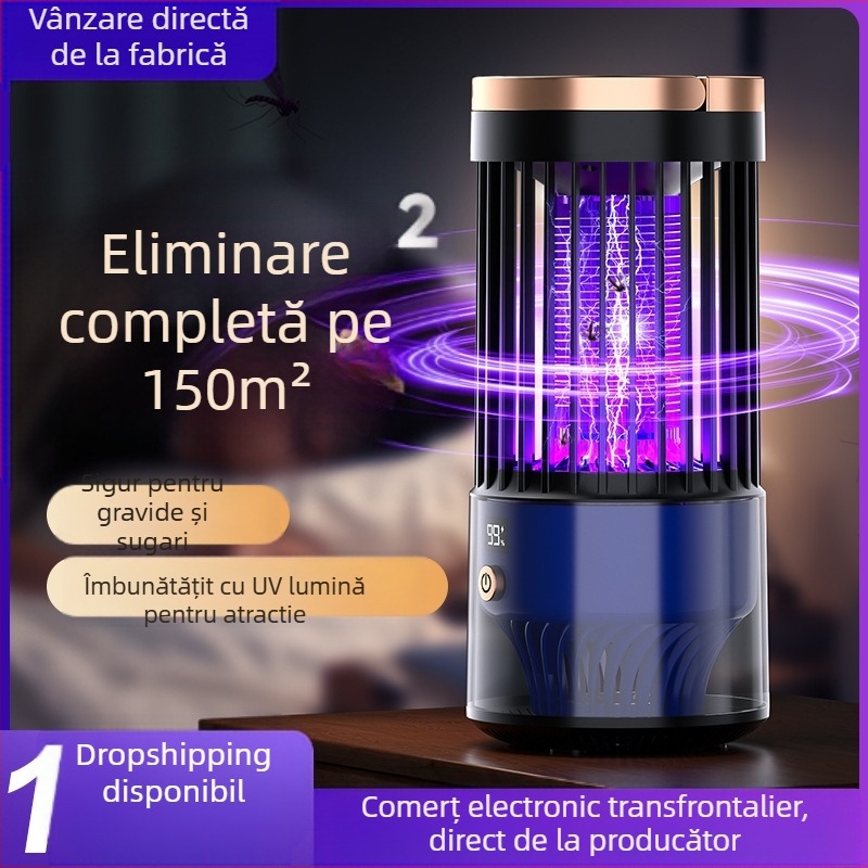Lampă pentru uciderea țânțarilor cu șoc electric – capcana LED, USB reîncărcabil, baterie încorporată 1001–1600 mAh, model SJD-01, pentru interior/exterior până la 30 m²