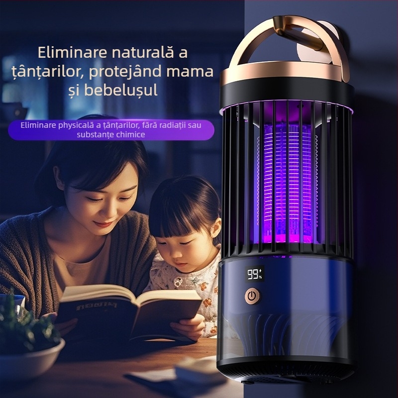 Lampă pentru uciderea țânțarilor cu șoc electric – capcana LED, USB reîncărcabil, baterie încorporată 1001–1600 mAh, model SJD-01, pentru interior/exterior până la 30 m²