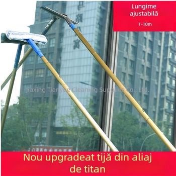 Curățător de geam cu tijă telescopică din aliaj de aluminiu – ștergere pe o singură parte, utilizare comercială, manual
