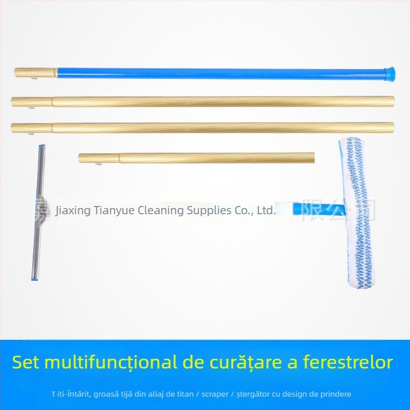 Curățător de geam cu tijă telescopică din aliaj de aluminiu – ștergere pe o singură parte, utilizare comercială, manual