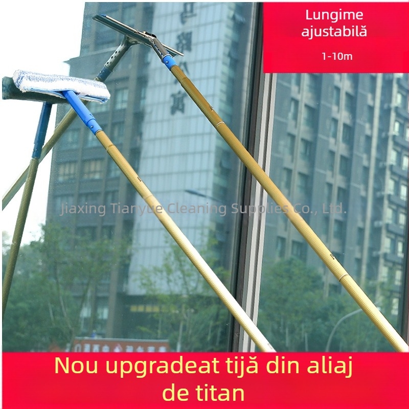 Curățător de geam cu tijă telescopică din aliaj de aluminiu – ștergere pe o singură parte, utilizare comercială, manual