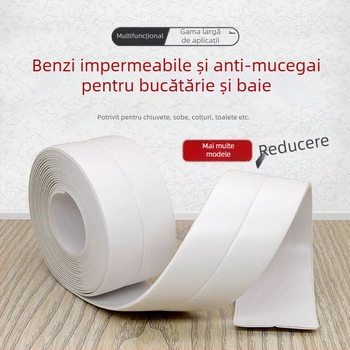 Bandă autoadezivă anti-mucegai pentru marginile chiuvetei, bucătăriei și băii – PVC, rezistentă la apă, model peisaj, stil simplu