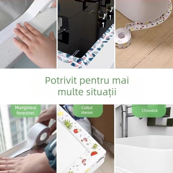 Bandă autoadezivă anti-mucegai pentru marginile chiuvetei, bucătăriei și băii – PVC, rezistentă la apă, model peisaj, stil simplu