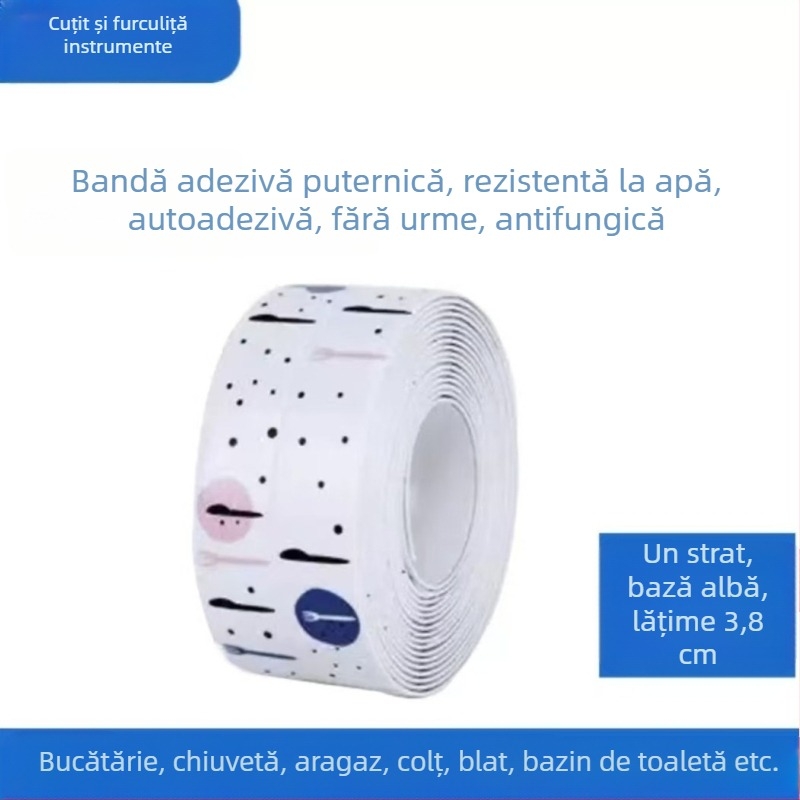Bandă autoadezivă anti-mucegai pentru marginile chiuvetei, bucătăriei și băii – PVC, rezistentă la apă, model peisaj, stil simplu