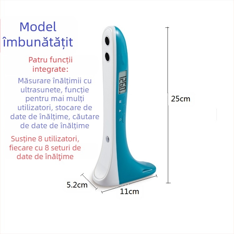 Instrument de măsurare a înălțimii – dispozitiv portabil ultrasonic pentru înălțime și greutate, interval 30–200 cm, model SG01, CABRY, alimentare cu baterii uscate