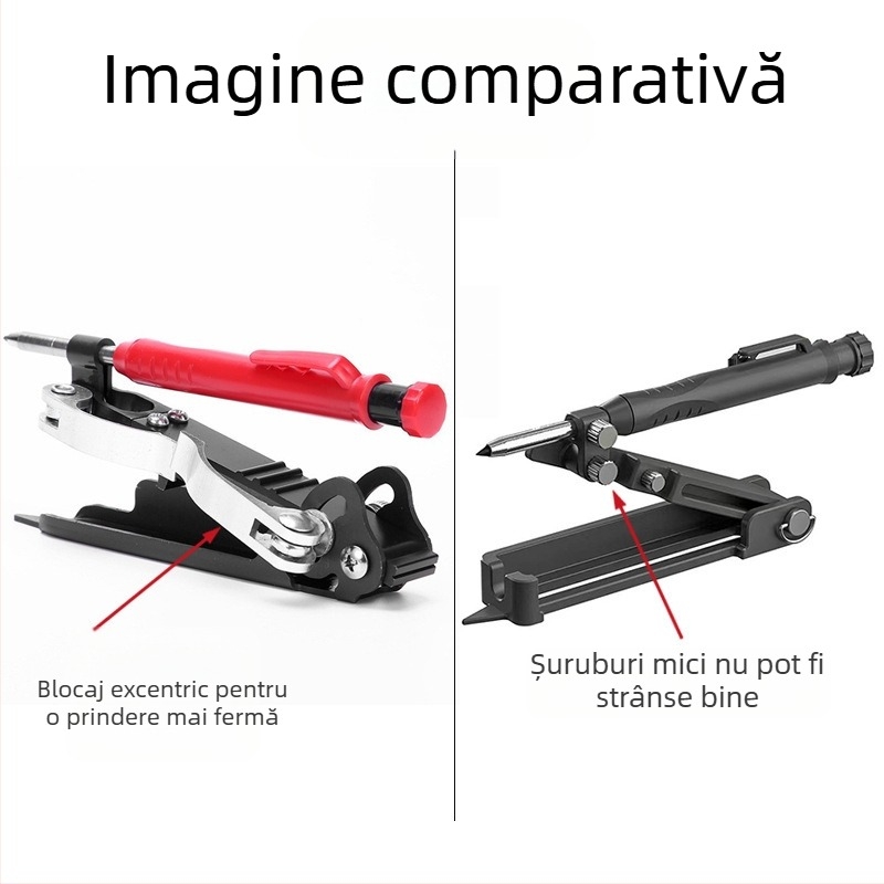 Compas pentru tâmplă cu stilou de marcaj multiplu – măsurare în găuri adânci, desenare contur și profilare, aliaj de aluminiu, set 1 bucată, pentru uz casnic
