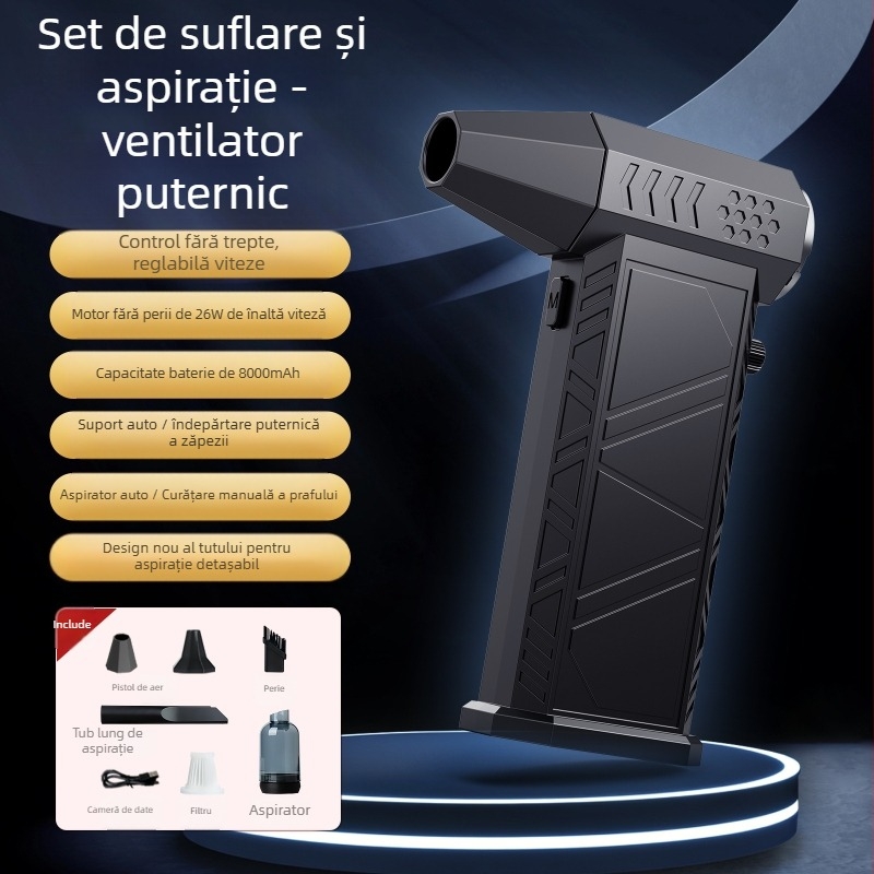 Ventilator pentru cort X6 Turbo — Portabil, Wireless, cu baterie încorporată de 4000 mAh, autonomie 6–8 ore, zgomot 51–60 dB