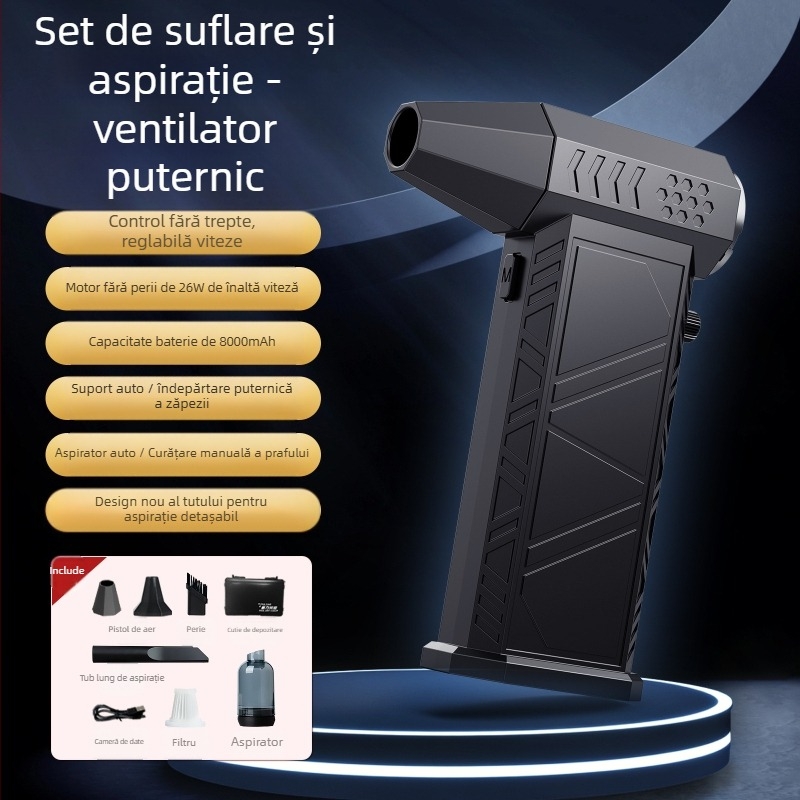 Ventilator pentru cort X6 Turbo — Portabil, Wireless, cu baterie încorporată de 4000 mAh, autonomie 6–8 ore, zgomot 51–60 dB