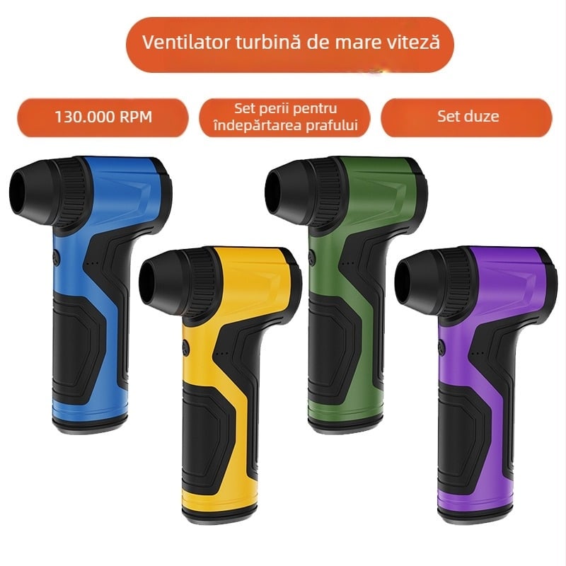 Ventilator manual de înaltă viteză pentru camping în aer liber, curățare a prafului de la mașină și uscător de păr – toate într-un singur dispozitiv