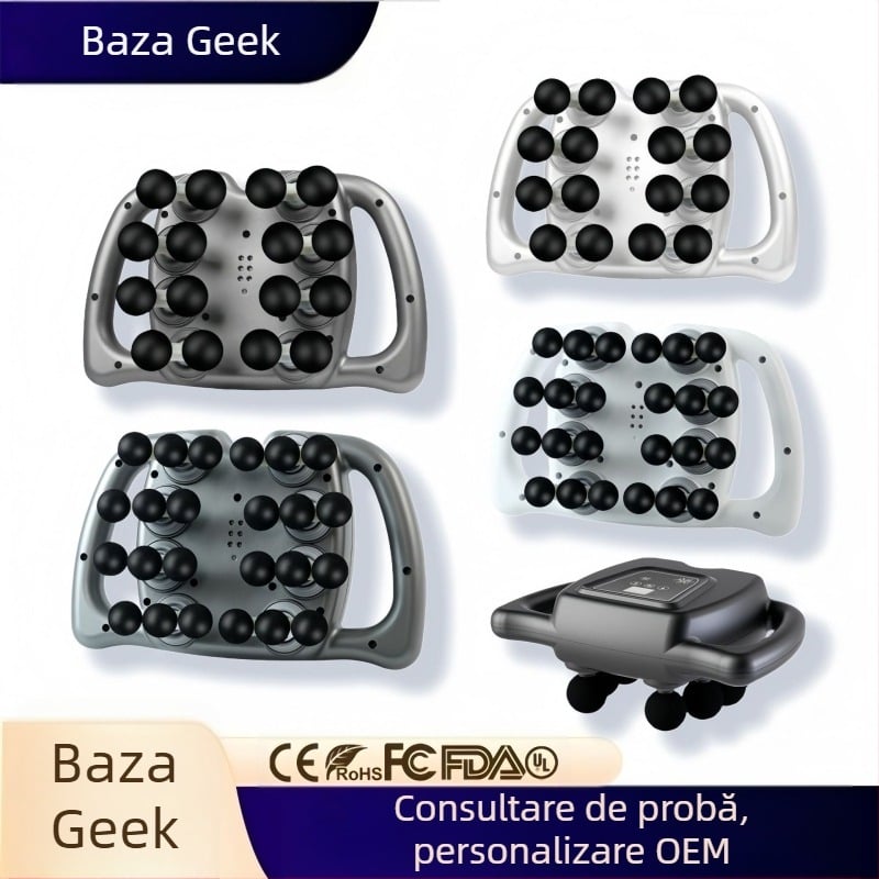 Masaj fascial cu afișaj LCD, 6+ capete, baterie încorporată, 5+ viteze, zgomot redus 36–45 dB