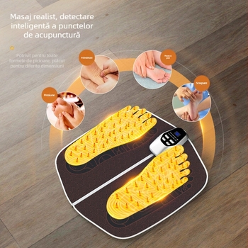 Pernă de masaj pentru talpă cu EMS, inteligentă, moduri multiple de microcurent, fizioterapie cu infraroșu și control wireless, temporizator
