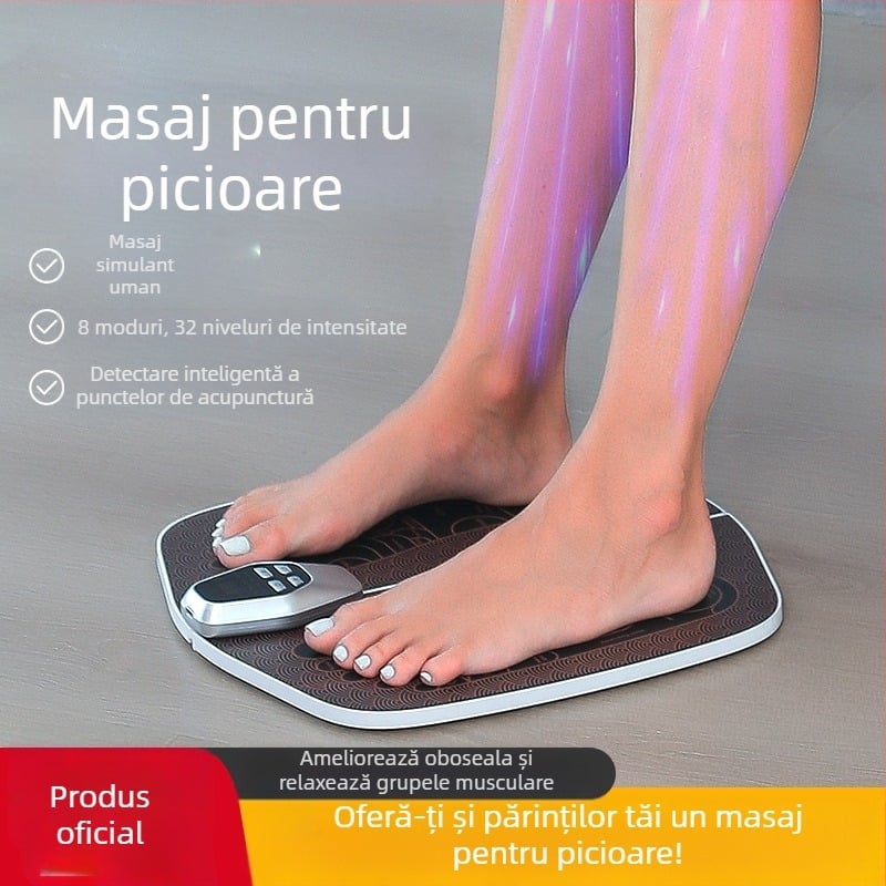 Pernă de masaj pentru talpă cu EMS, inteligentă, moduri multiple de microcurent, fizioterapie cu infraroșu și control wireless, temporizator
