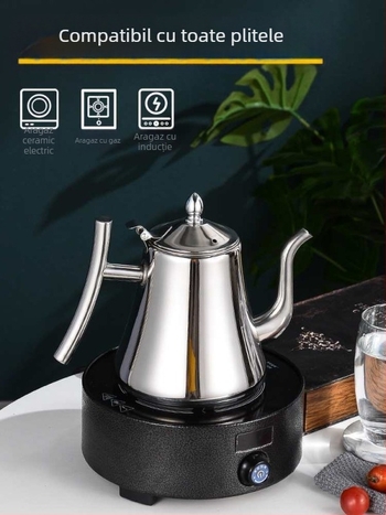Ceainic din oțel inoxidabil cu filtru, compatibil cu plitele cu inducție, pentru uz casnic/hoteli/restaurante