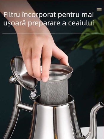 Ceainic din oțel inoxidabil cu filtru, compatibil cu plitele cu inducție, pentru uz casnic/hoteli/restaurante