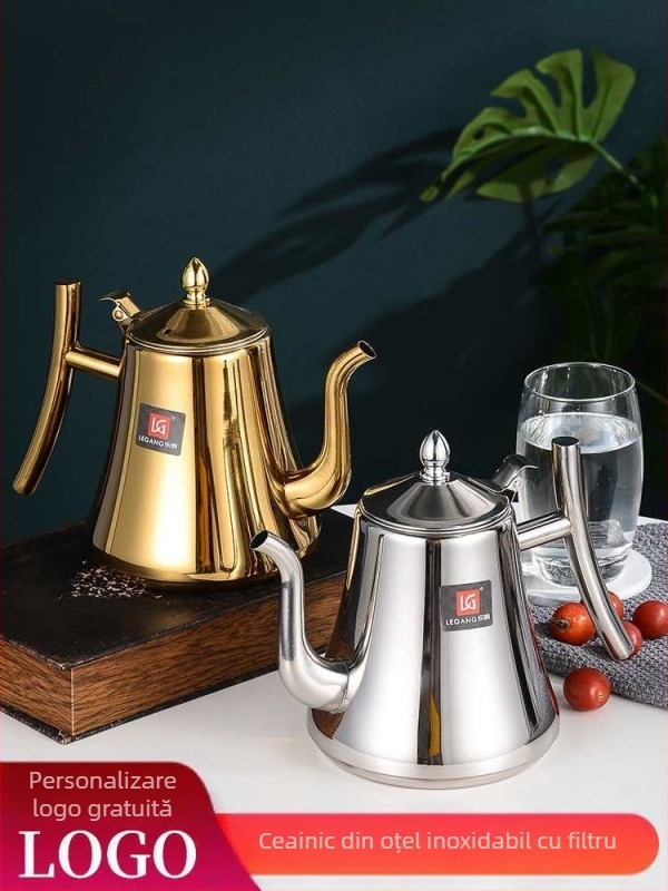 Ceainic din oțel inoxidabil cu filtru, compatibil cu plitele cu inducție, pentru uz casnic/hoteli/restaurante