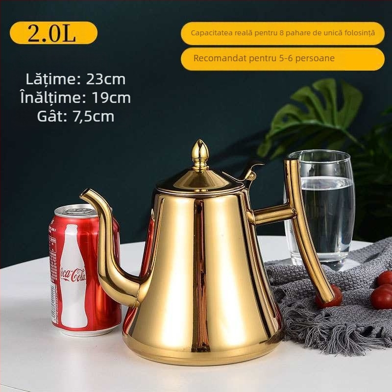 Ceainic din oțel inoxidabil cu filtru, compatibil cu plitele cu inducție, pentru uz casnic/hoteli/restaurante