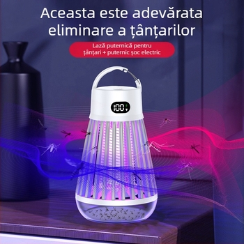 Lampă pentru omorârea țânțarilor, portabilă pentru exterior și interior, model J03, tub de lampă cu boabe luminoase mov, 3.7V, personalizare disponibilă