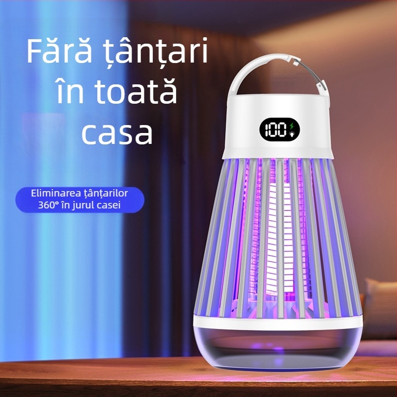 Lampă pentru omorârea țânțarilor, portabilă pentru exterior și interior, model J03, tub de lampă cu boabe luminoase mov, 3.7V, personalizare disponibilă