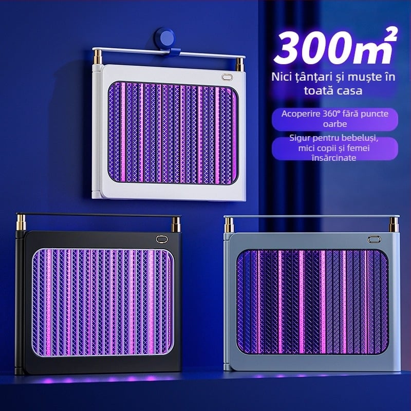 Lampă LED pentru țânțari, montaj pe perete sau pe masă, acoperire 21–30㎡, plasă din aluminiu, șoc electric pentru eliminare, baterie încorporată 1001–1600mAh