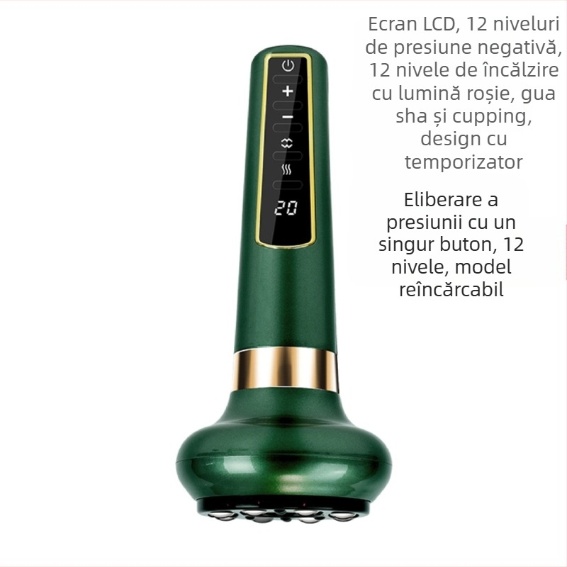 Dispozitiv inteligent de cupping cu vacuum și masaj cu tehnică de zgâriere — Alimentare: Încărcare; Tip buton: Mecanic; Modul de control: Buton; Părți aplicabile: General; Greutate: 500 g