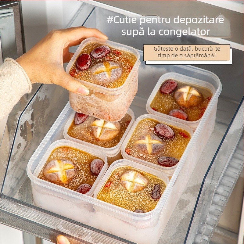 Cutie porționată pentru supe congelate, recipient divizat pentru congelator și frigider, cutie alimentară din PP pentru pregătire de mese