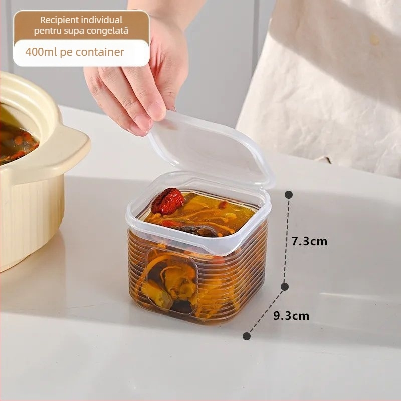 Cutie porționată pentru supe congelate, recipient divizat pentru congelator și frigider, cutie alimentară din PP pentru pregătire de mese