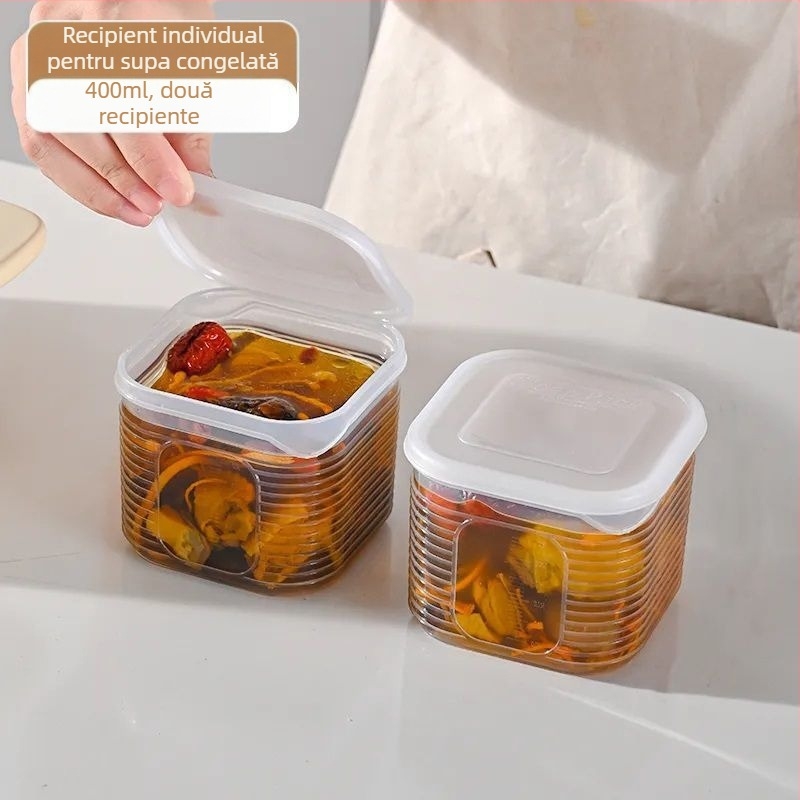 Cutie porționată pentru supe congelate, recipient divizat pentru congelator și frigider, cutie alimentară din PP pentru pregătire de mese