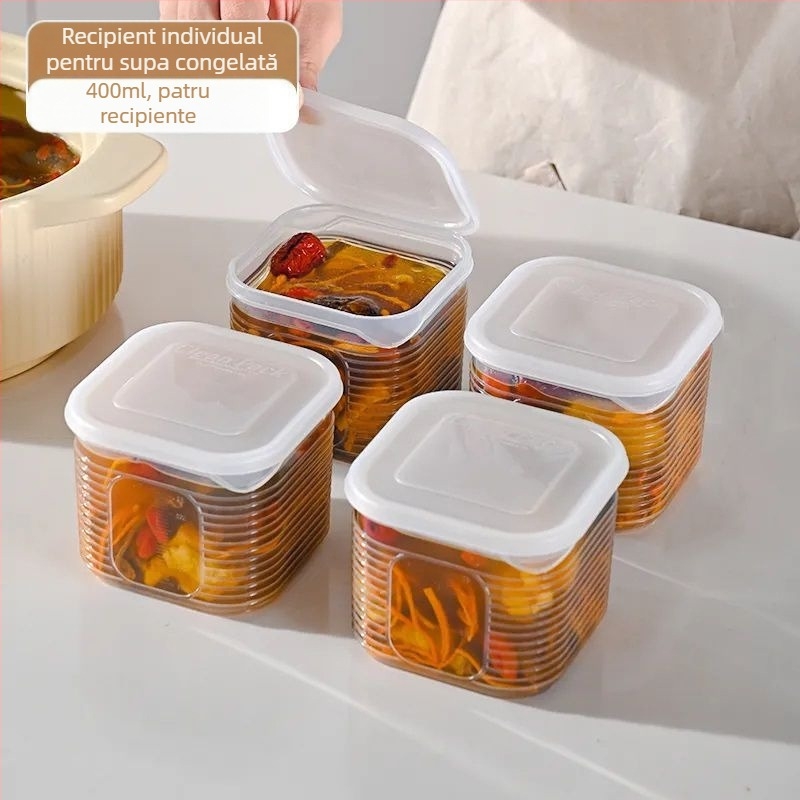 Cutie porționată pentru supe congelate, recipient divizat pentru congelator și frigider, cutie alimentară din PP pentru pregătire de mese