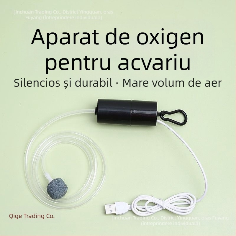 Pompă de oxigen pentru acvariu - silențioasă, portabilă, pentru uz casnic și în aer liber