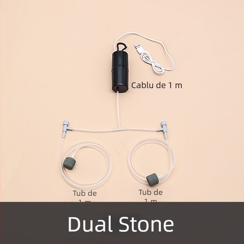 Pompă de oxigen pentru acvariu - silențioasă, portabilă, pentru uz casnic și în aer liber