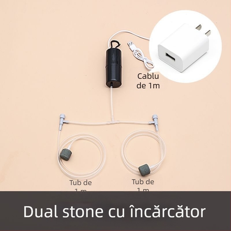 Pompă de oxigen pentru acvariu - silențioasă, portabilă, pentru uz casnic și în aer liber