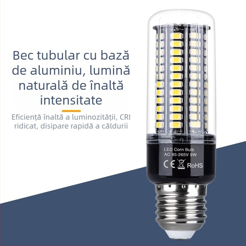 Lampă LED tip porumb, model 5736 cu 189 LED-uri, tensiune 85-265V, fascicul de 360°, IP20