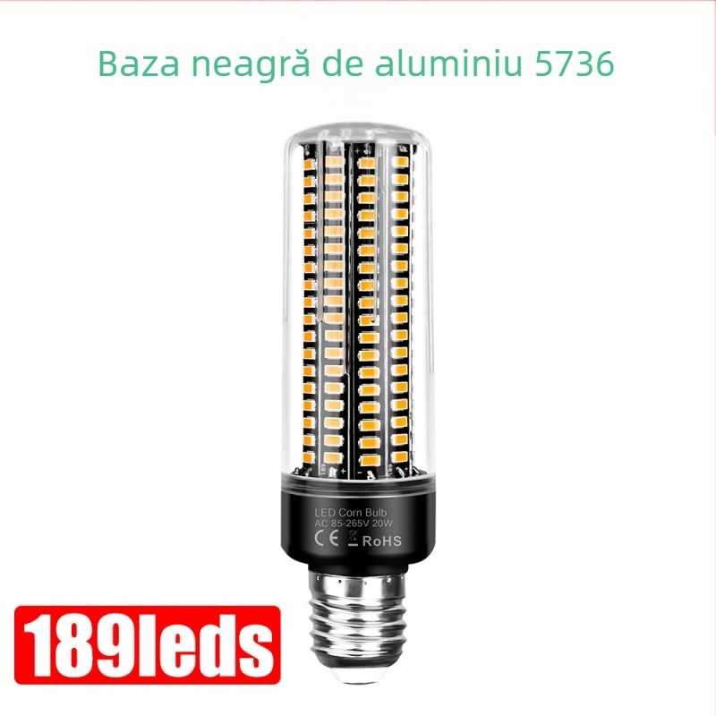 Lampă LED tip porumb, model 5736 cu 189 LED-uri, tensiune 85-265V, fascicul de 360°, IP20