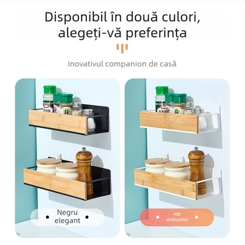 Raft magnetic de bucătărie montat pe perete, cu montaj lateral, fără găuri, suport de depozitare dreptunghiular