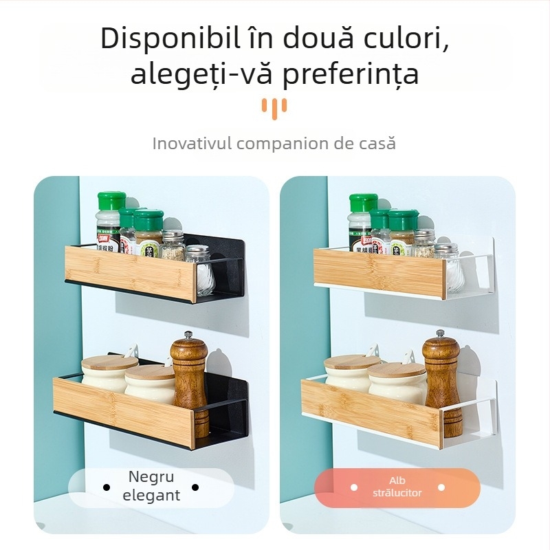 Raft magnetic de bucătărie montat pe perete, cu montaj lateral, fără găuri, suport de depozitare dreptunghiular