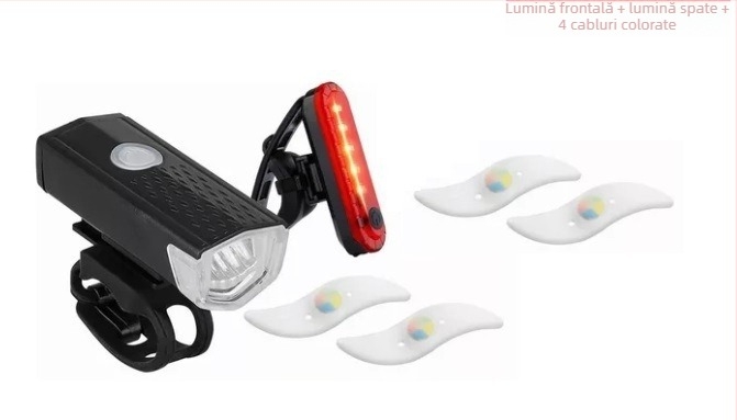 056 Lampa spate pentru bicicletă – lampă de semnalizare reîncărcabilă pentru biciclete de drum și MTB, ambalată în cutie, super luminoasă