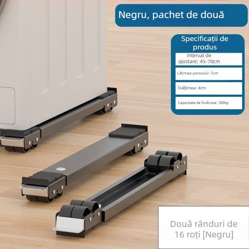 Cadru de bază metalic pentru mașina de spălat și frigider, cu roți, reglabil