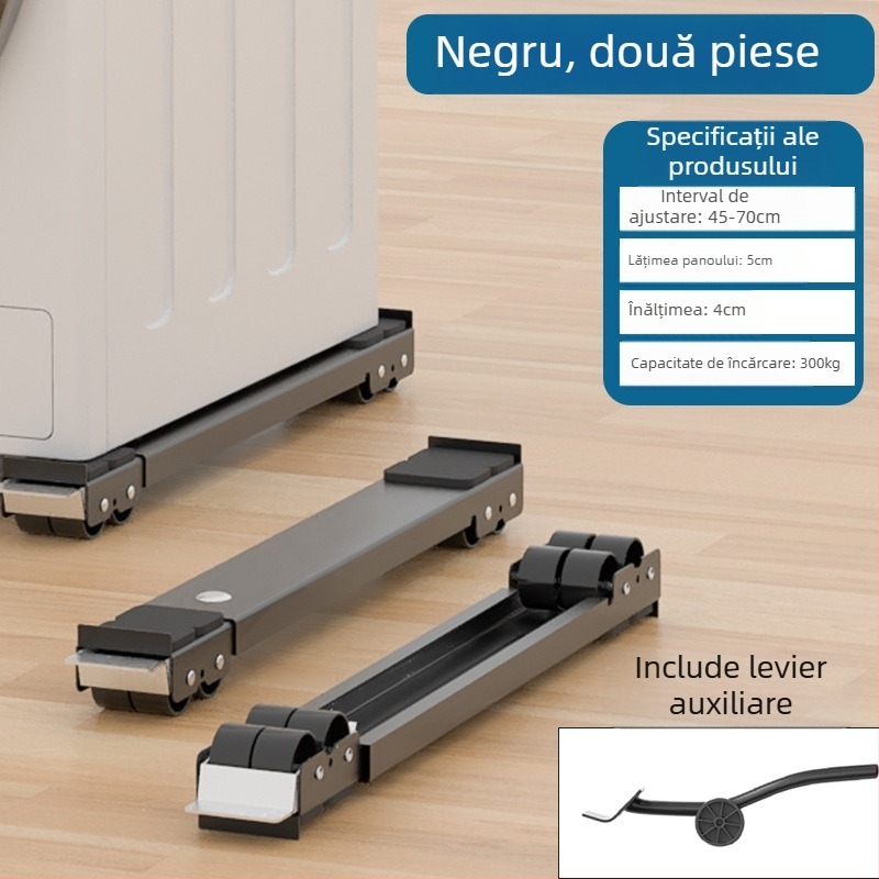 Cadru de bază metalic pentru mașina de spălat și frigider, cu roți, reglabil